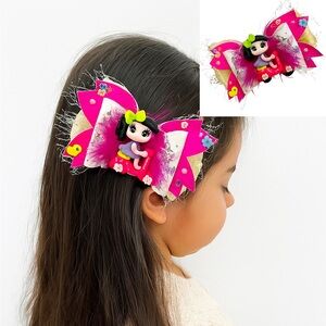 Accessories Girls Hair Bows Clips with Doll Clay Handcrafted
